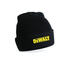 Dewalt inspired patch embroidered beanie - black