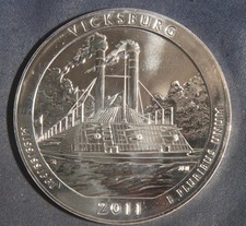 2011 Vicksburg Mississippi 5 OZ ATB .999 Silver Round Lot 170944