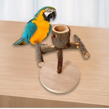 Wooden Perch Toy Interactive Toys Eating Wooden Bird Training Stand Parrot Play