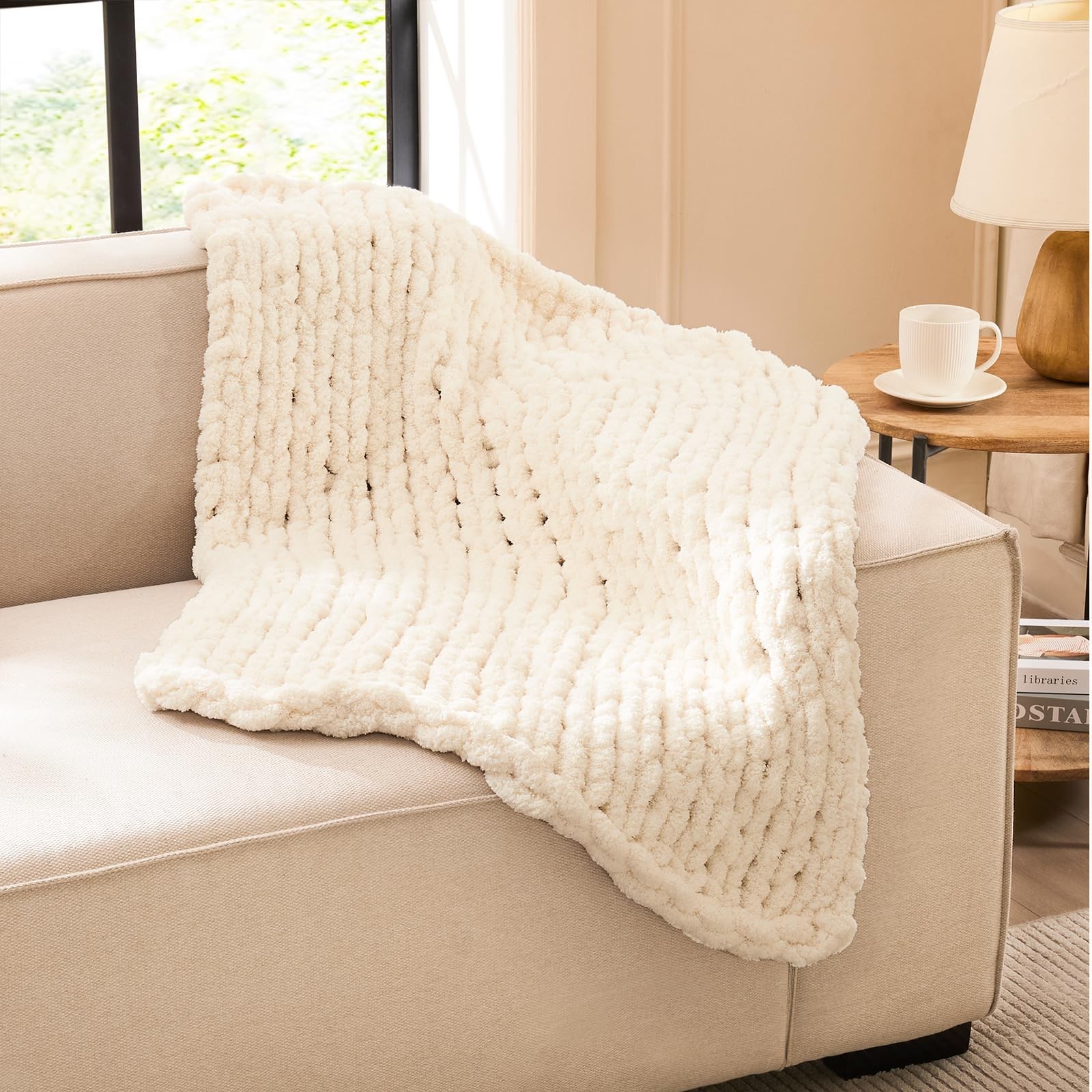 Throw 30x40 Chenille Chunky Knitted Throw Blanket...