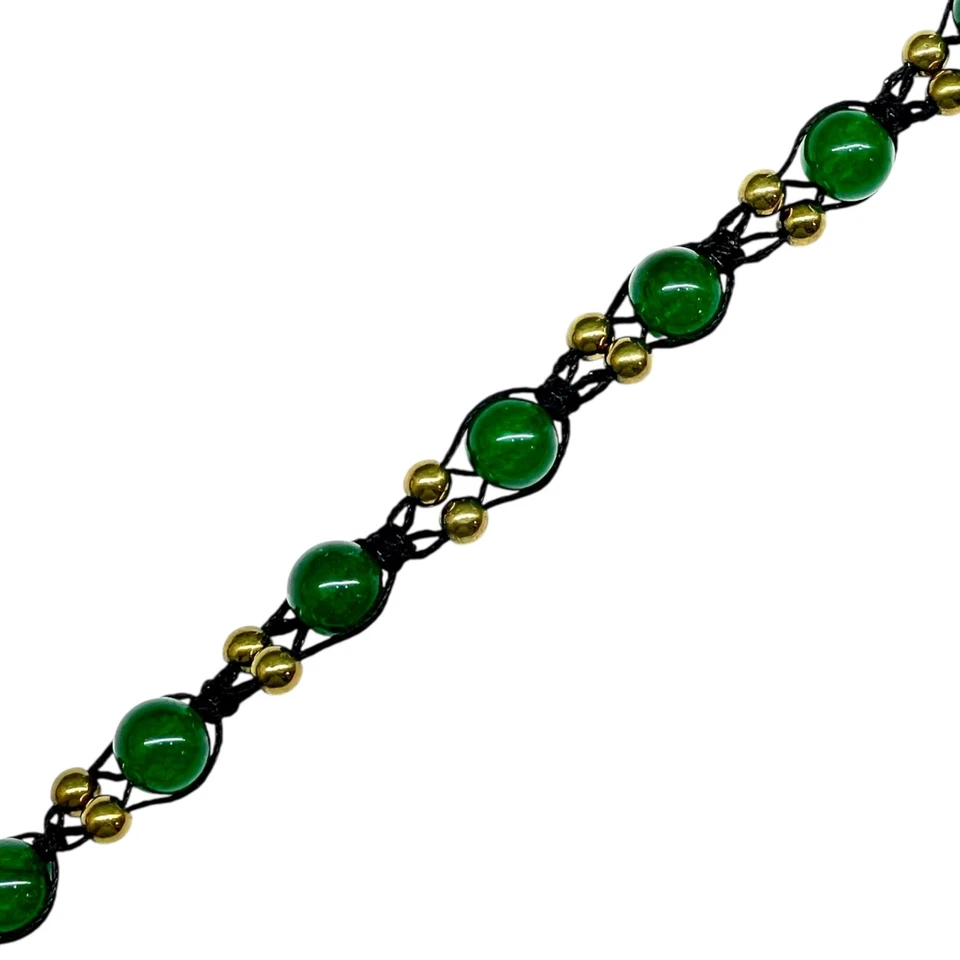 7,5 Zoll Grüner Onyx Perlen Armband Handgefertigt 8mm Edelstein Boho Schmuck - Bild 3 von 4