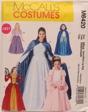 McCall's 6420 Misses' Princesses dress, cape costumes pattern, 8 to 22, uncut