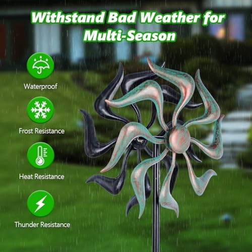 Wind Spinners Outdoor, Metal Wind Spinner, Kinetic Wind Green-51*11.8 Inch - Picture 6 of 7