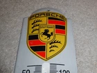 VINTAGE PORSCHE DEALERSHIP STUTTGART 1' PORCELAIN METAL GAS OIL THERMOMETER SIGN