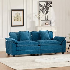 81.9" Chenille Loveseat Sectional Sofa Cloud Sofa 2 Seater Wider Armrest Blue