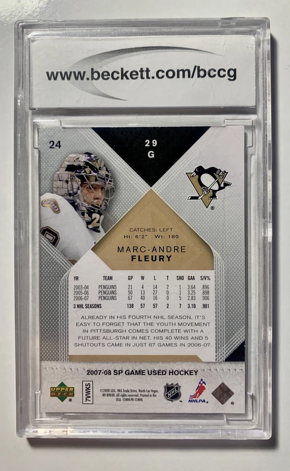 2007-08 SP Game Used Edition Marc-Andre Fleury #24 BCCG 10 - Image 2 of 4