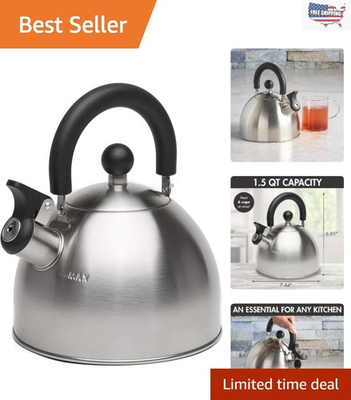 #ad Durable Stainless Steel Whistling Kettle Easy Clean 1.5 Quart Capacity $23.74
