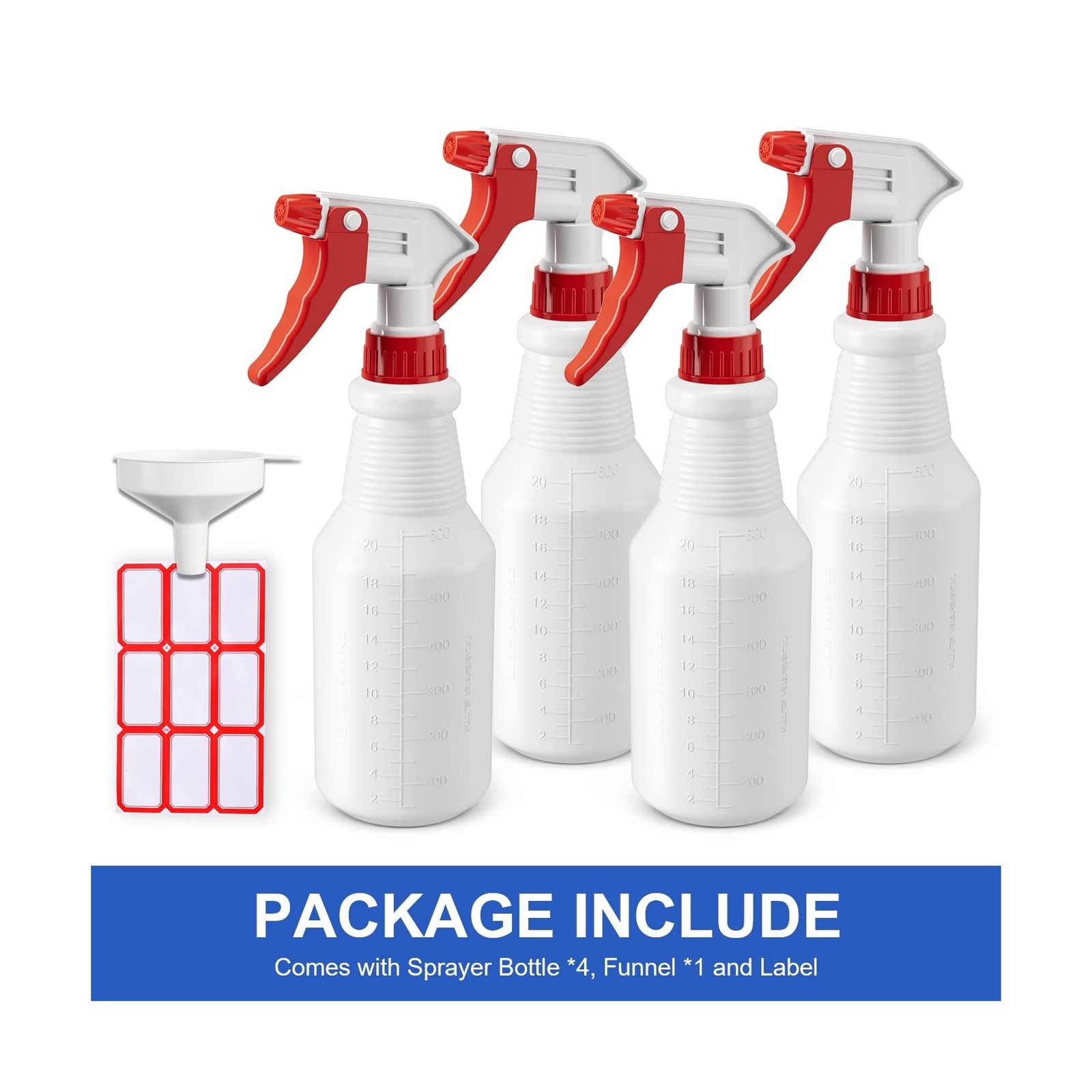 Bealee Spray Bottles (4 Pack, 24 Oz) Refillable Empty Plastic Water Spraying ...