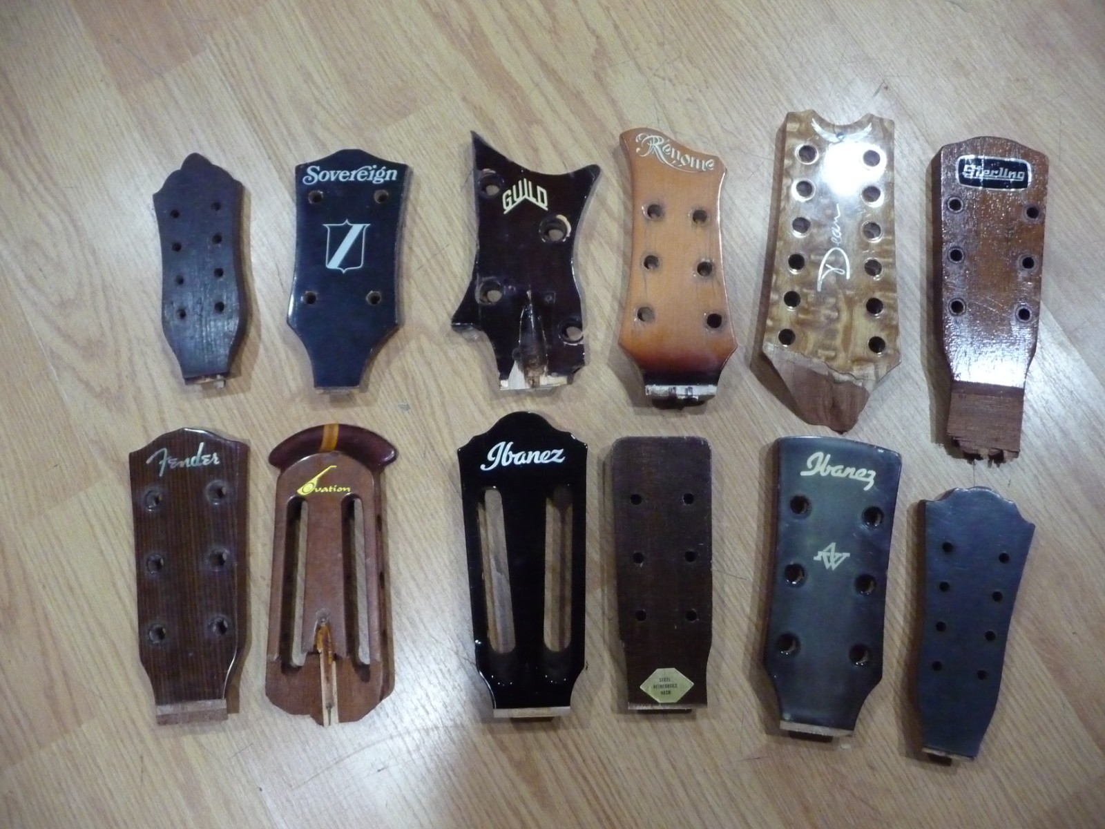 VINTAGE INST headstocks facing lot of 12 CRAFTS PARTS REPAIR PROJECT