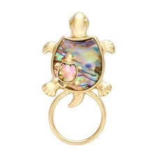 Gold Sea Turtle Natural Abalone Shell Eyeglass Holder Brooch Jewelry (Gold-Turtl