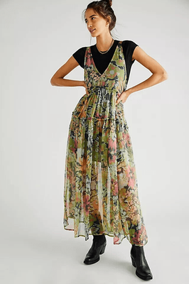Free People Julianna Maxi Dress Green Misty Combo Large L NEW | eBay