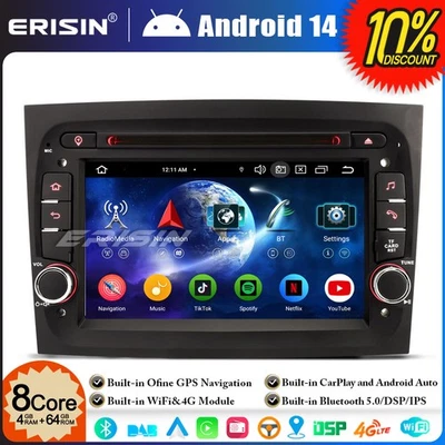 8-Core Android 14 64GO GPS Autoradio Bluetooth pour Fiat Doblo DAB+ CarPlay DSP - Photo 1/4