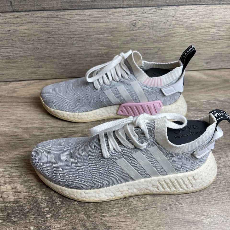 Adidas NMD R2 Primeknit BY9520 Mujer 8 Zapatos para Correr Blanco Negro Rosa Tenis Foto 2 de 4