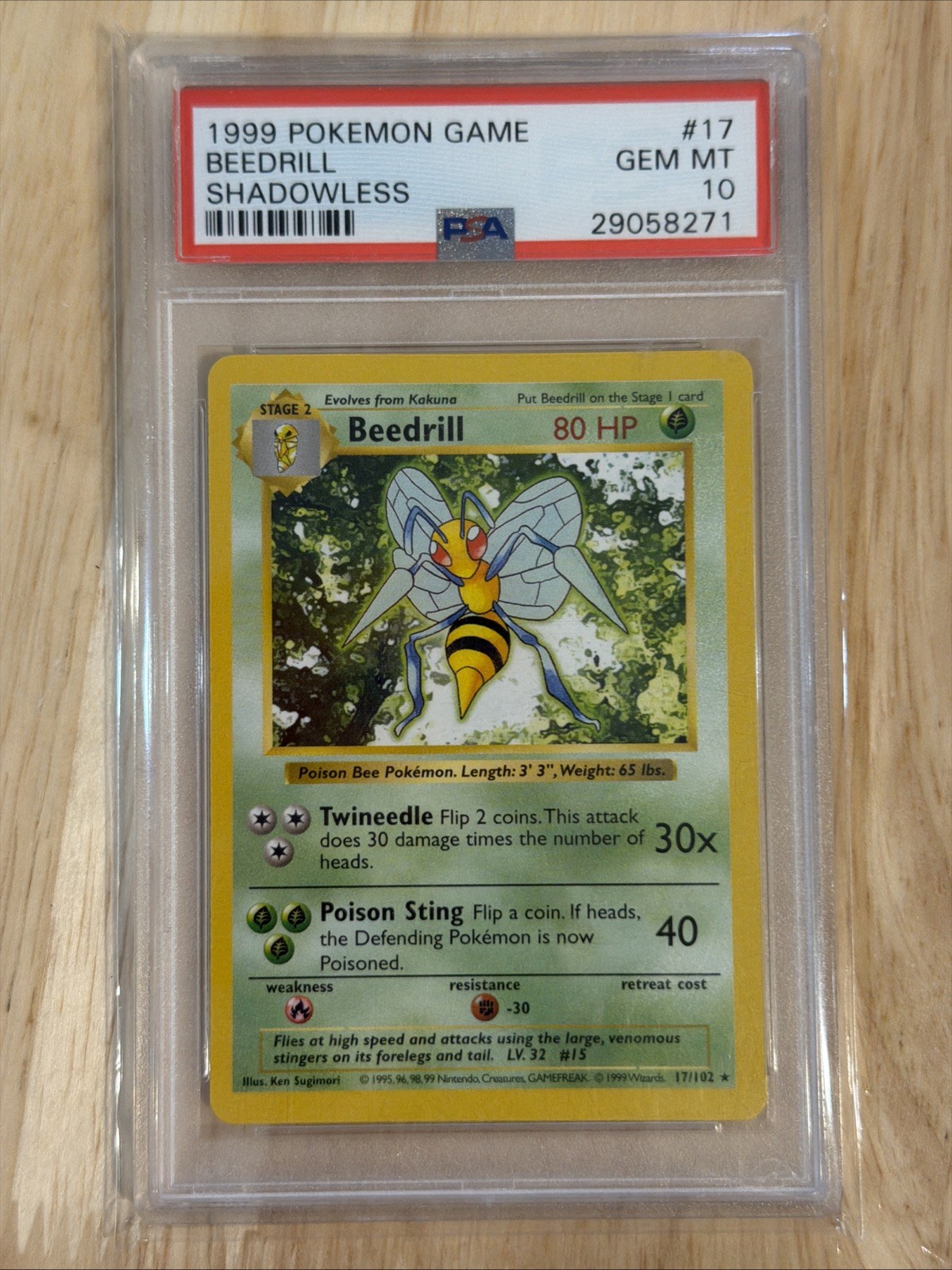 Pokemon Base Set 1999 Shadowless Beedrill PSA 10 Gem Mint  17/102