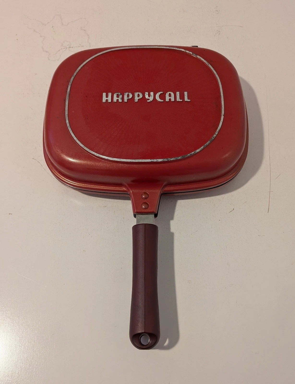 Happy Call Double Sided Frying Pan Grill Camping Red