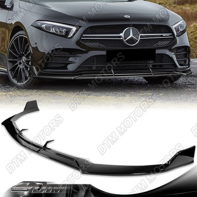 For 19-23 Mercedes A220 A35 AMG W177 Painted Black Front Bumper Lip Body Kit