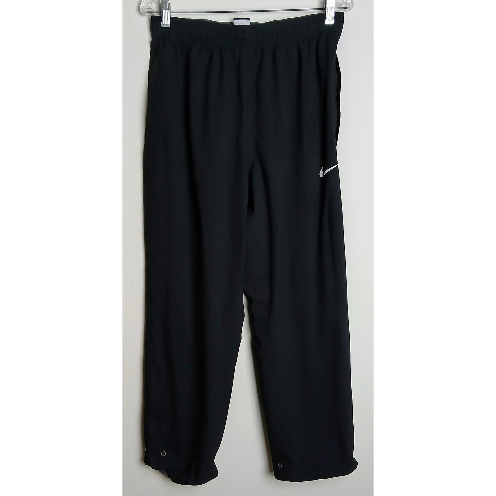 Nike Storm Fit Pants Large Black Waterproof Rain Track Zip Leg