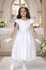 SALE Satin Bodice Embroider Tulle Skirt Sequin Dress Holy Communion Flower Girl