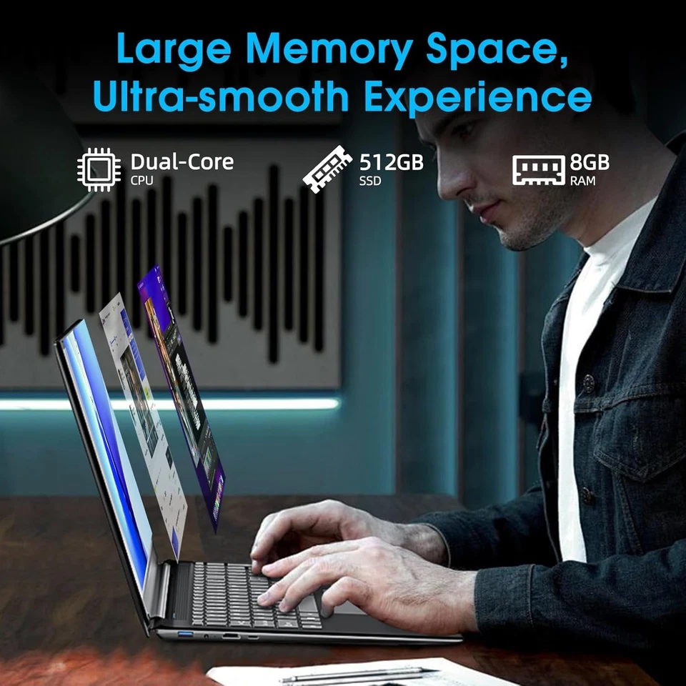 Laptop Windows 11 17.3'' 8GB RAM 256GB / 512GB SSD con Intel Celeron Dual-Core Foto 4 de 4