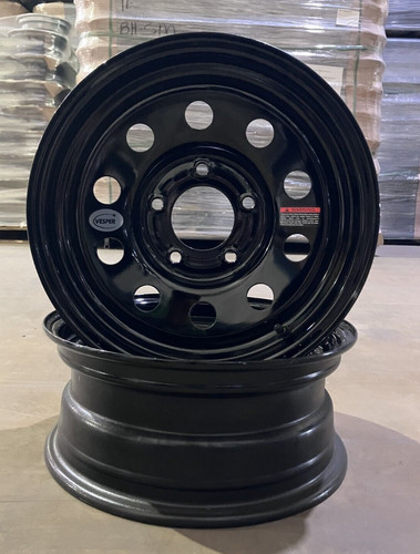 15x6 Steel Trailer Wheel 5 lug on 5 Black Modular Trailer Rim 2-Pack