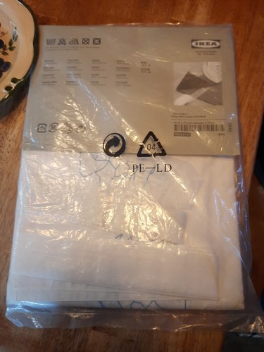 LYDIA FJARIL BY IKEA Pair of Curtains - 57 x 69 " Panels White Blue NEW - Picture 4 of 7