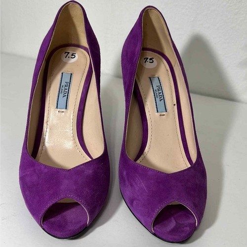 PRADA Purple Peep Toe Suede Leather 