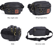 Canvas Fanny Pack Heavy Duty Waist Travel Hip Pouch Belly Moon Bag 0322-FP