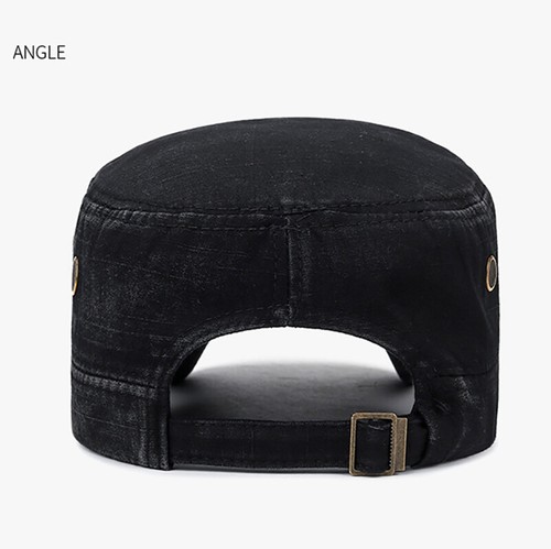 Men Washed Cotton Military Caps Cadet Army Hat Adjustable Flat Top Cap Stylish - Picture 8 of 16