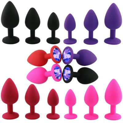 Plug Anal en Silicone Diamant Bleu avec Pochette Velours SexToy Bijou Intime - Photo 1/4