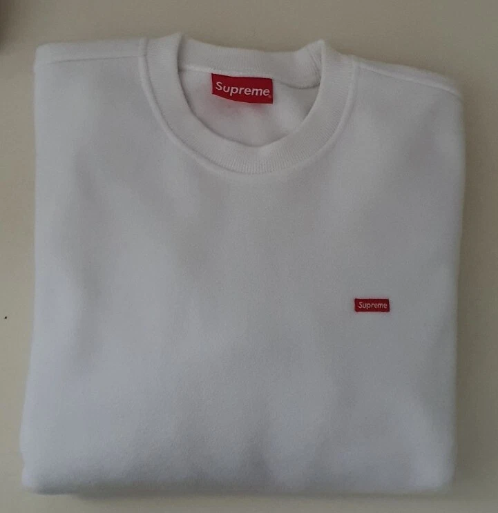 Sweat FW16 Supreme Polartec polaire col rond petit logo taille M blanc moyen