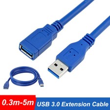 Blue USB 3.0 Extension Cable 5Gbps High Speed Data Transfer Lead 0.3m-5m