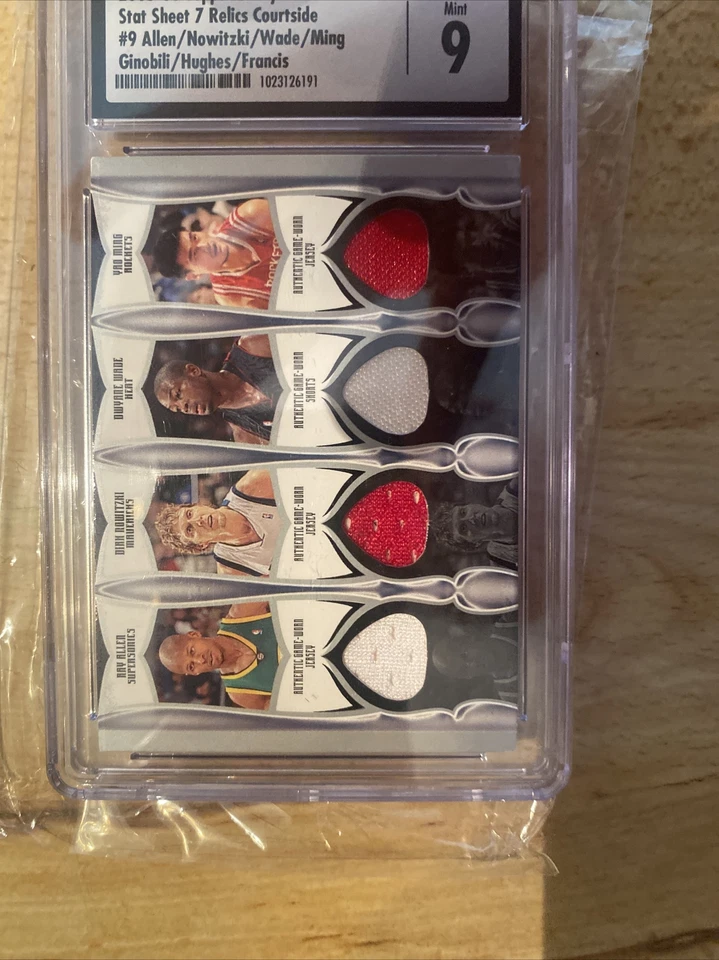 2005-06 Topps Luxury Box Stat Sheet 7 Relics Allen Nowitzki Wade Yao CSG 9 /25 - Image 3 of 4