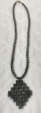Hematite Bead Necklace and Pendant 18" Jewelry