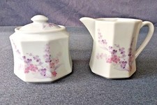 VINTAGE RON GORDON DESIGNS "LAVENDER BLUE" CREAM AND SUGAR SET ~ 1981