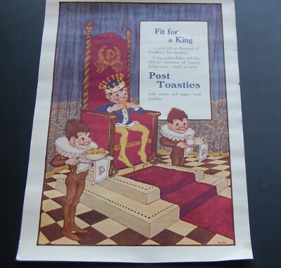 1920s-30s  Post Toasties Cereal Advertising Poster - Original Elves King