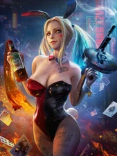 502891 Bunny Suit Paintings Hot Sexy Cute Photo 16x12 WALL PRINT POSTER