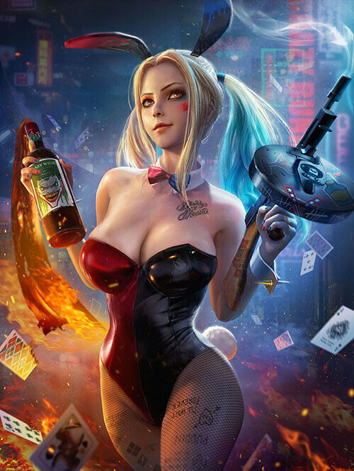 502891 Bunny Suit Paintings Hot Sexy Cute Photo 16x12 WALL PRINT POSTER