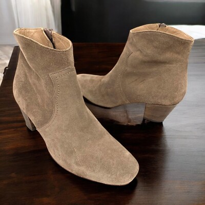 STRATEGIA Sandy Suede Made in Italy Zip Booties Womens Size 37 EU / 7 US