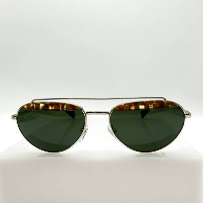Rare Vtg Alain Mikli ELICOT A04016 003/71 Havana Olive Damier & Gold Sunglasses