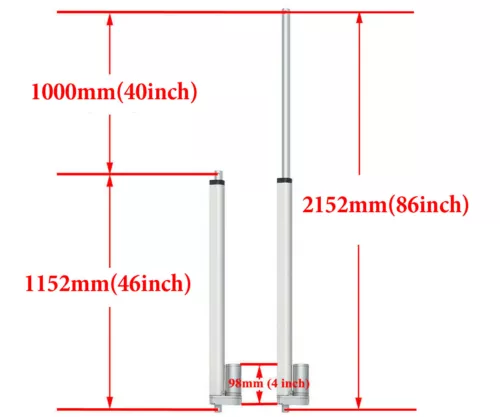 12V 700N 15mm / s Elektryczny napęd liniowy Siłownik liniowy Silnik liniowy 50-1300mm - Zdjęcie 29 z 47