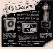 1955 B AD HERSCHEDE HALL CLOCK CO BLOND WOOD TABLE MODERN CLOCK BANJO CLOCK