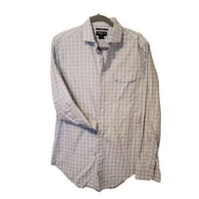 Claiborne Mens Sz M Blue Plaid Long Sleeve Dress Shirt