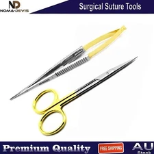 Surgical Suture Castroviejo Needle Holder Forceps Suturing Cutting Shears Dental