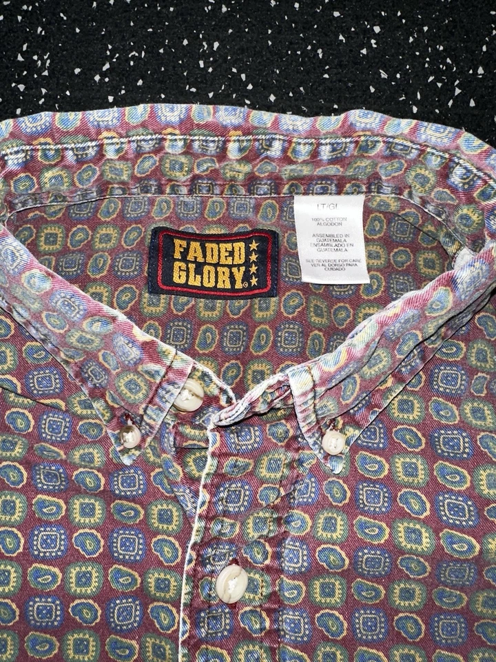 Camisa a Rayas Vintage Desteñida Gloria Manga Larga PARA HOMBRES TALLA GRANDE Con Botones Foto 3 de 4