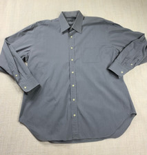 Hart Schaffner Marx Mens Dress Shirt Gray Point Collar Pocket 17 - 35  