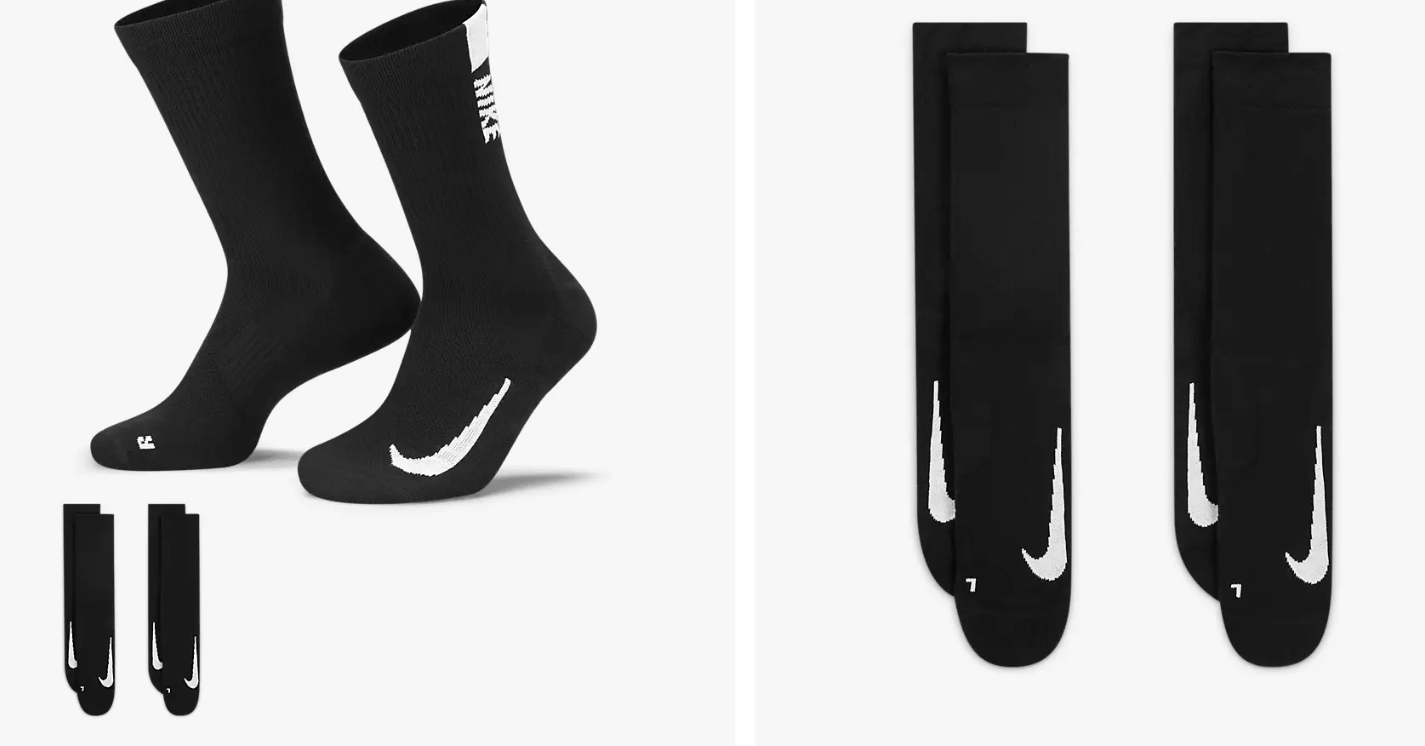 NWT Nike Multiplier Crew Sock (2 Pairs) Men's SZ 12-15 XL Black