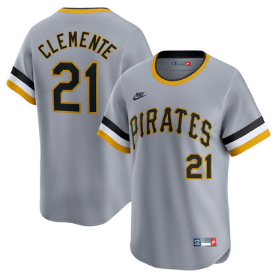 Men's #21 Roberto Clemente Gray Throwback Cooperstown Collection Limited Jersey