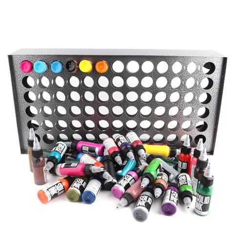78-Holes Tattoo Ink Rack Wall Mounted Ink Bottle Display Holder Stand Organizer image 8