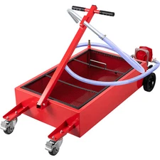 20 Gallon Oil Drain Pan Low Profile Dolly w/ Pump and Wheels Car Truck