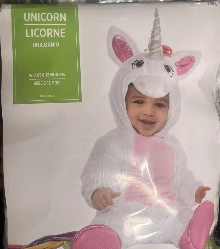 Disfraz de Halloween para bebé unicornio rosa talla 0-6 meses nuevo mono con capucha botines Foto 2 de 4